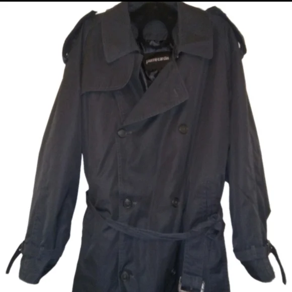 Vintage Pierre Cardin Black Trench Coat W/ Removeable Liner 40L - Picture 2 of 13